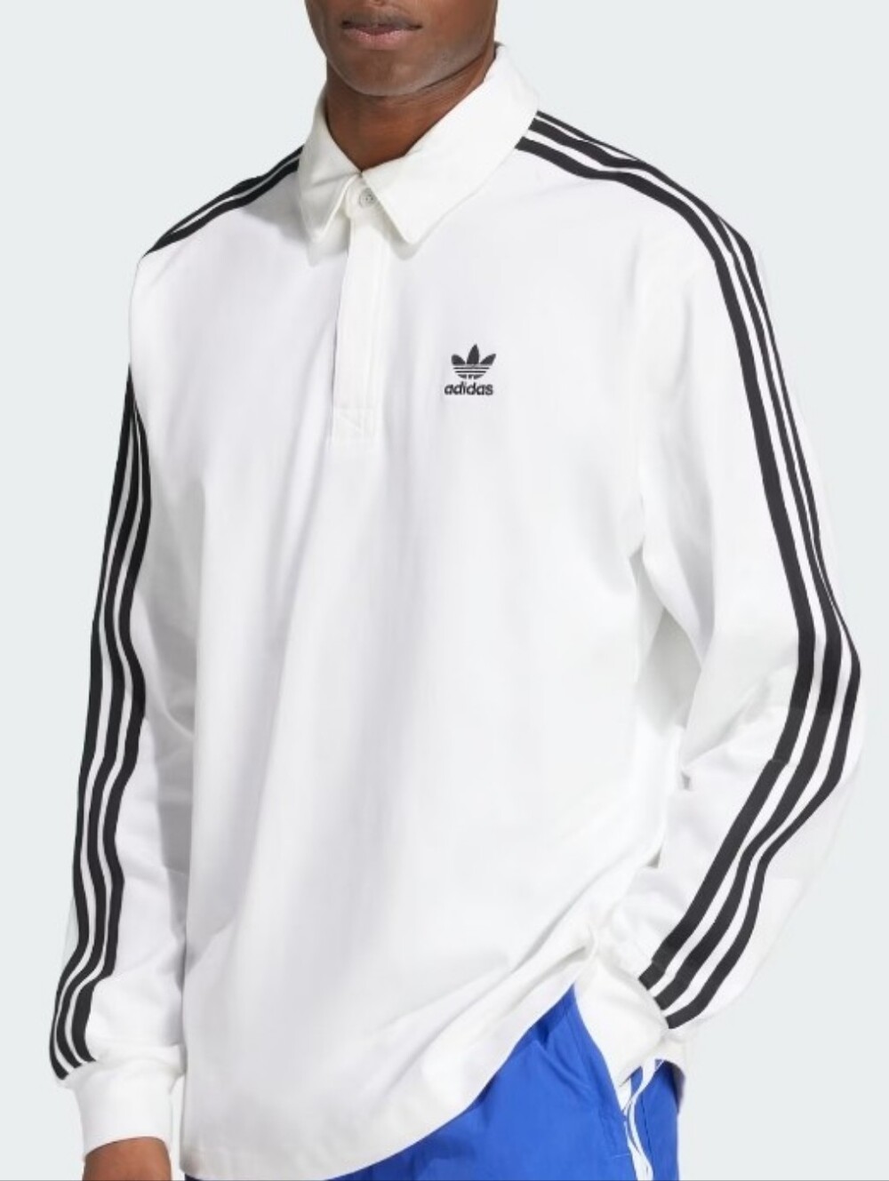 NWT Men's adidas Rugby Polo Shirt with Black 3-Stripes